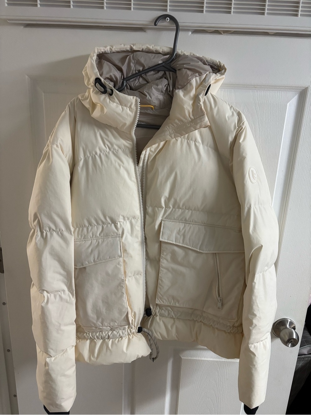 LOLE  Kylee synth down Cream Puffer Jacket with Hood
